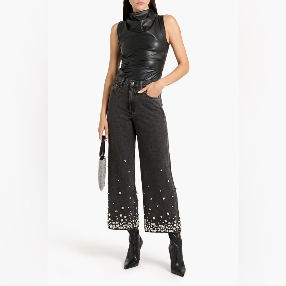 rag & bone
High Rise Cropped Wide Leg Embellished Jeans in
Angelique